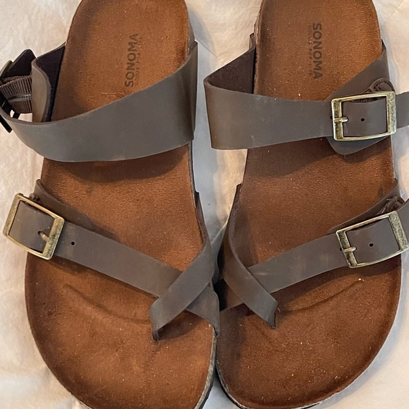 Sonoma Taupe Buckle Sandals - Picture 1 of 3